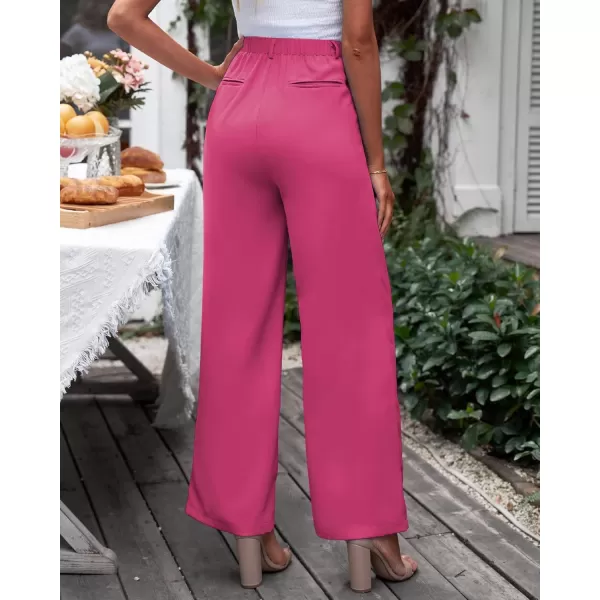GRAPENT Wide Leg Pants for Women Work Business Casual High Waisted Dressy Pants Flowy Trousers OfficeMagenta
