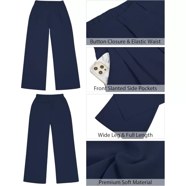 GRAPENT Wide Leg Pants for Women Work Business Casual High Waisted Dressy Pants Flowy Trousers OfficeNavy Blue