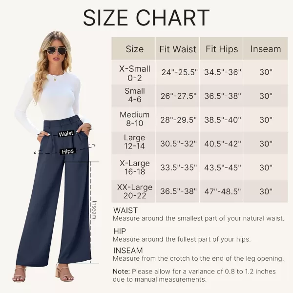 GRAPENT Wide Leg Pants for Women Work Business Casual High Waisted Dressy Pants Flowy Trousers OfficeNavy Blue
