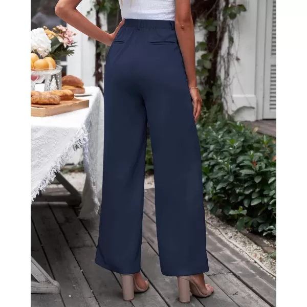 GRAPENT Wide Leg Pants for Women Work Business Casual High Waisted Dressy Pants Flowy Trousers OfficeNavy Blue