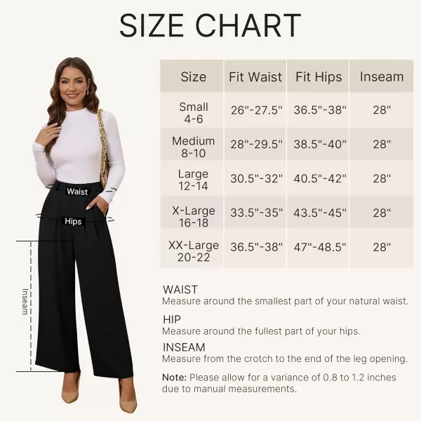 GRAPENT Wide Leg Pants for Women Work Business Casual High Waisted Dressy Pants Flowy Trousers OfficePetite Black