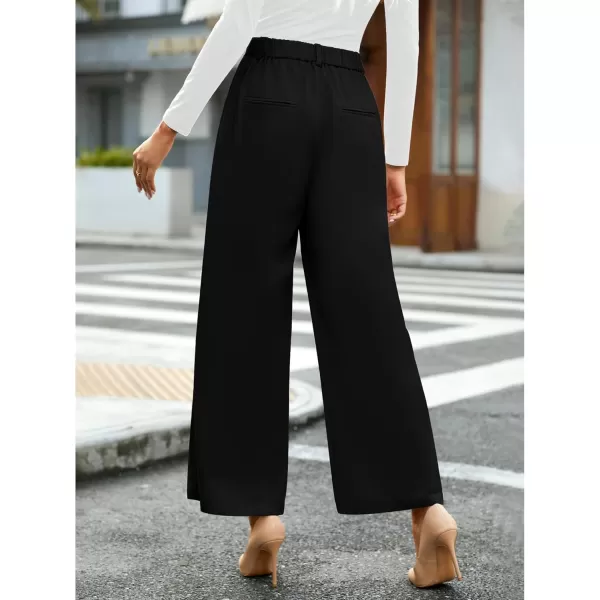 GRAPENT Wide Leg Pants for Women Work Business Casual High Waisted Dressy Pants Flowy Trousers OfficePetite Black