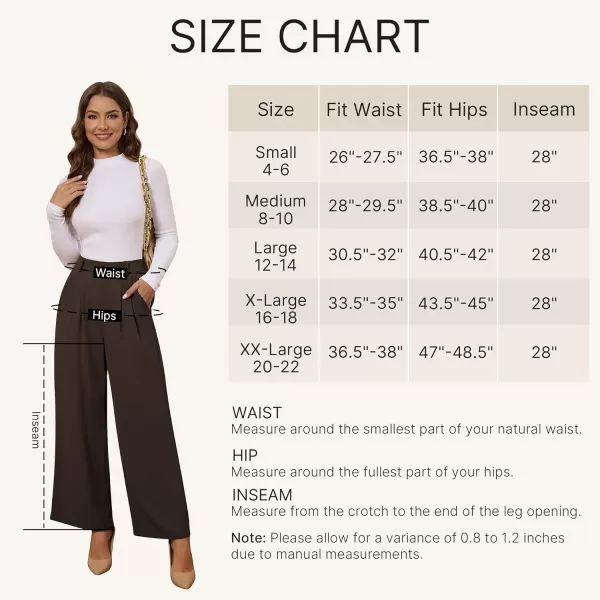 GRAPENT Wide Leg Pants for Women Work Business Casual High Waisted Dressy Pants Flowy Trousers OfficePetite Chocolate Brown