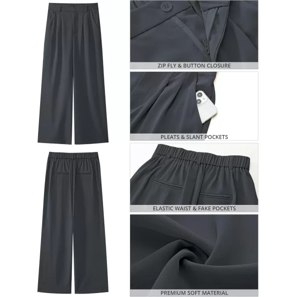 GRAPENT Wide Leg Pants for Women Work Business Casual High Waisted Dressy Pants Flowy Trousers OfficePetite Folkstone Gray
