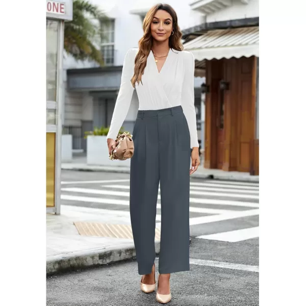 GRAPENT Wide Leg Pants for Women Work Business Casual High Waisted Dressy Pants Flowy Trousers OfficePetite Folkstone Gray