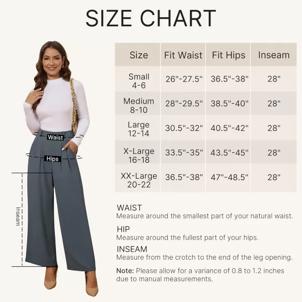 GRAPENT Wide Leg Pants for Women Work Business Casual High Waisted Dressy Pants Flowy Trousers OfficePetite Folkstone Gray