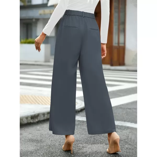 GRAPENT Wide Leg Pants for Women Work Business Casual High Waisted Dressy Pants Flowy Trousers OfficePetite Folkstone Gray