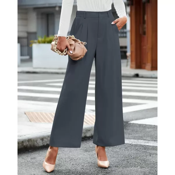 GRAPENT Wide Leg Pants for Women Work Business Casual High Waisted Dressy Pants Flowy Trousers OfficePetite Folkstone Gray
