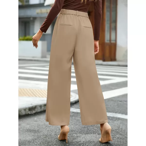 GRAPENT Wide Leg Pants for Women Work Business Casual High Waisted Dressy Pants Flowy Trousers OfficePetite Khaki