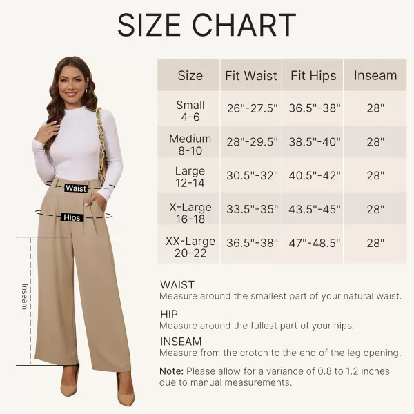 GRAPENT Wide Leg Pants for Women Work Business Casual High Waisted Dressy Pants Flowy Trousers OfficePetite Khaki