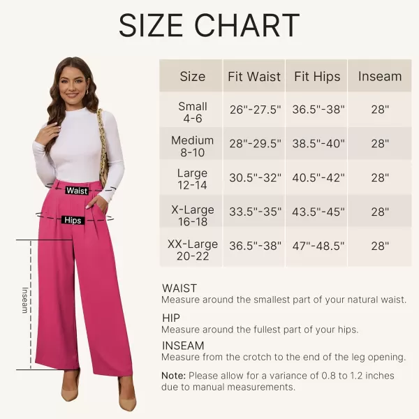 GRAPENT Wide Leg Pants for Women Work Business Casual High Waisted Dressy Pants Flowy Trousers OfficePetite Magenta