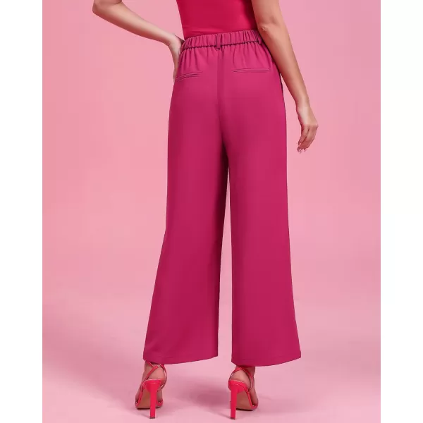 GRAPENT Wide Leg Pants for Women Work Business Casual High Waisted Dressy Pants Flowy Trousers OfficePetite Magenta