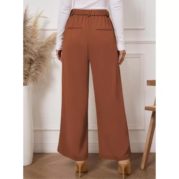 GRAPENT Wide Leg Pants for Women Work Business Casual High Waisted Dressy Pants Flowy Trousers OfficePetite Sequoia Brown