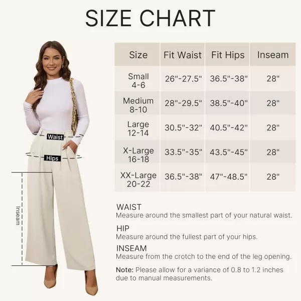 GRAPENT Wide Leg Pants for Women Work Business Casual High Waisted Dressy Pants Flowy Trousers OfficePetite Vanilla Ice