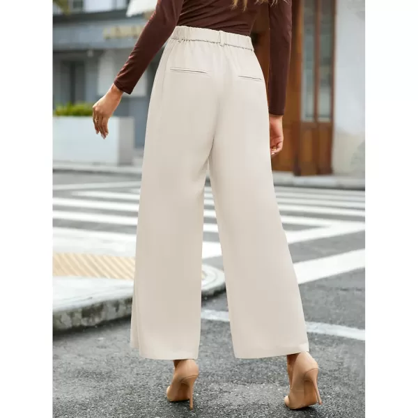 GRAPENT Wide Leg Pants for Women Work Business Casual High Waisted Dressy Pants Flowy Trousers OfficePetite Vanilla Ice
