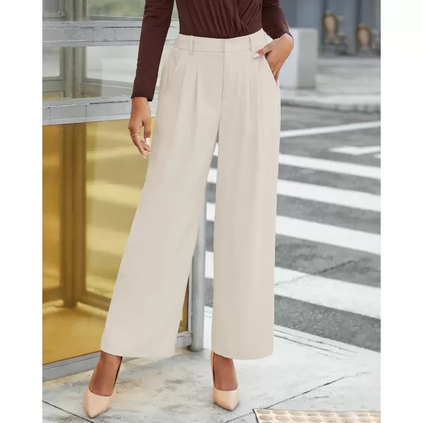 GRAPENT Wide Leg Pants for Women Work Business Casual High Waisted Dressy Pants Flowy Trousers OfficePetite Vanilla Ice