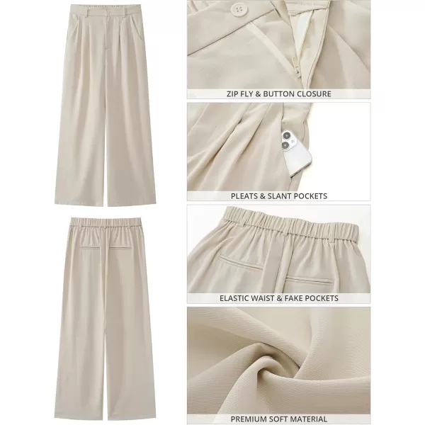 GRAPENT Wide Leg Pants for Women Work Business Casual High Waisted Dressy Pants Flowy Trousers OfficePetite Vanilla Ice
