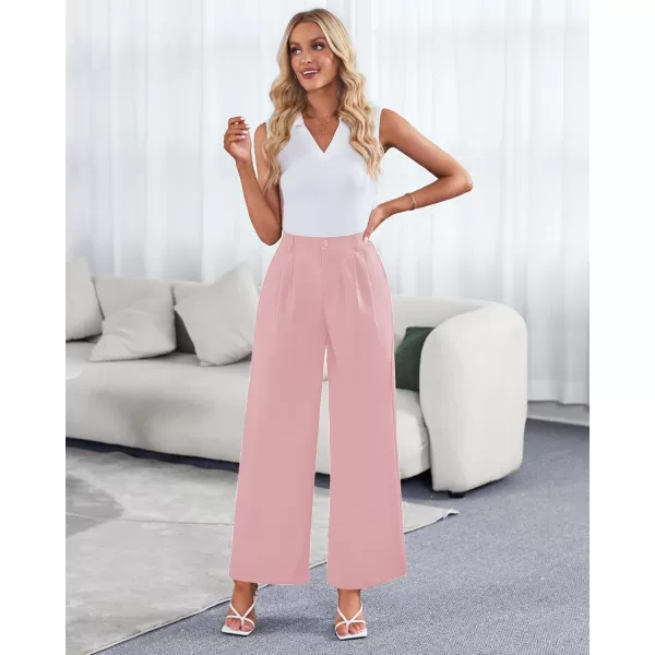GRAPENT Wide Leg Pants for Women Work Business Casual High Waisted Dressy Pants Flowy Trousers OfficePowder Pink