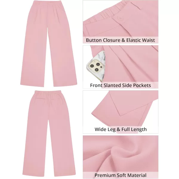 GRAPENT Wide Leg Pants for Women Work Business Casual High Waisted Dressy Pants Flowy Trousers OfficePowder Pink