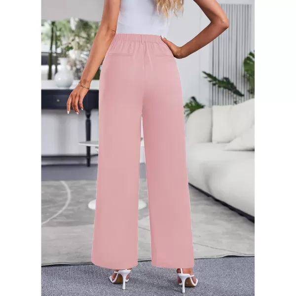 GRAPENT Wide Leg Pants for Women Work Business Casual High Waisted Dressy Pants Flowy Trousers OfficePowder Pink