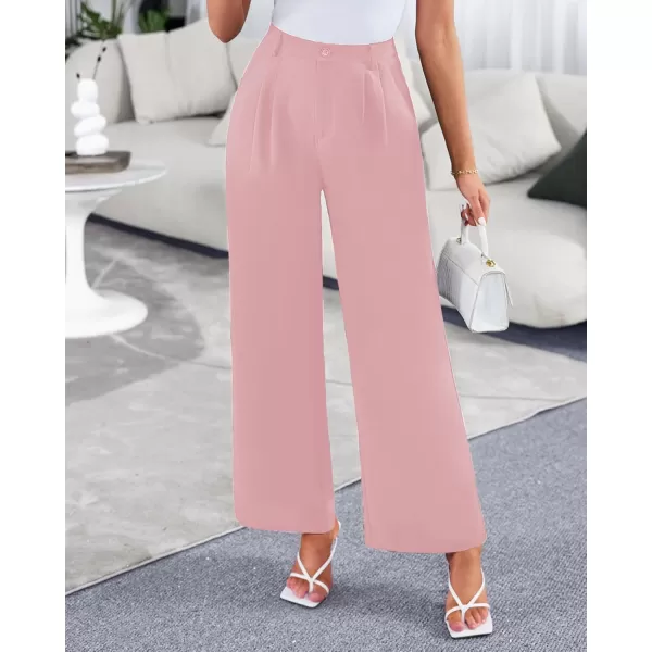 GRAPENT Wide Leg Pants for Women Work Business Casual High Waisted Dressy Pants Flowy Trousers OfficePowder Pink