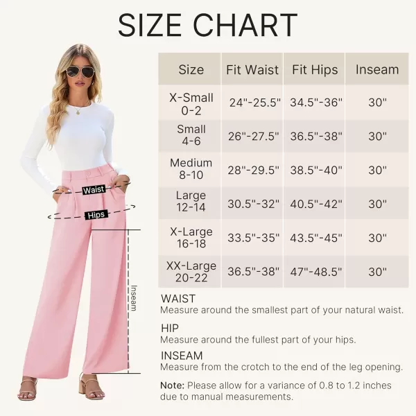 GRAPENT Wide Leg Pants for Women Work Business Casual High Waisted Dressy Pants Flowy Trousers OfficePowder Pink