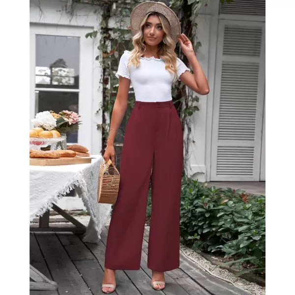GRAPENT Wide Leg Pants for Women Work Business Casual High Waisted Dressy Pants Flowy Trousers OfficeRumba Red