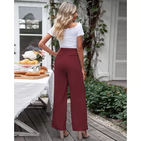 GRAPENT Wide Leg Pants for Women Work Business Casual High Waisted Dressy Pants Flowy Trousers OfficeRumba Red