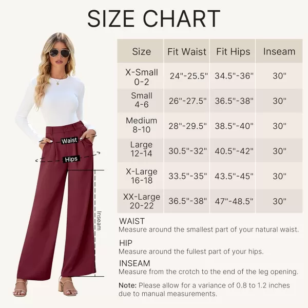 GRAPENT Wide Leg Pants for Women Work Business Casual High Waisted Dressy Pants Flowy Trousers OfficeRumba Red