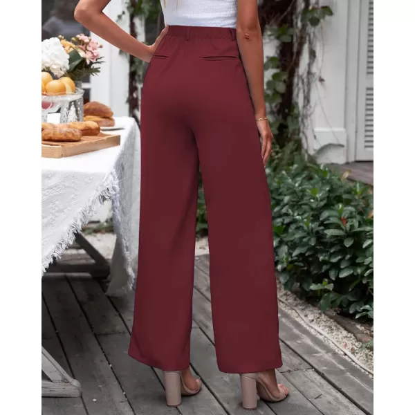 GRAPENT Wide Leg Pants for Women Work Business Casual High Waisted Dressy Pants Flowy Trousers OfficeRumba Red