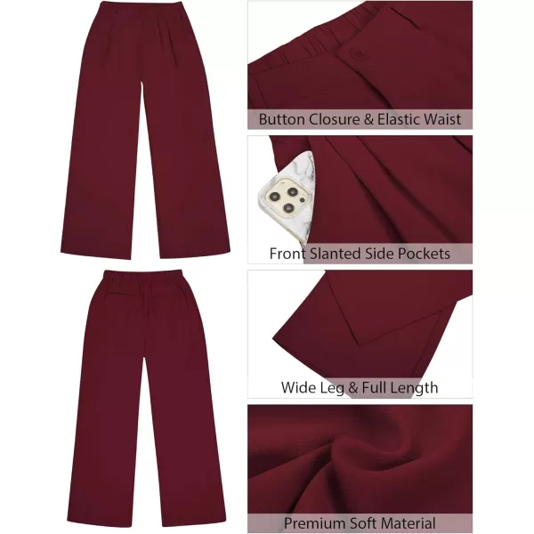 GRAPENT Wide Leg Pants for Women Work Business Casual High Waisted Dressy Pants Flowy Trousers OfficeRumba Red