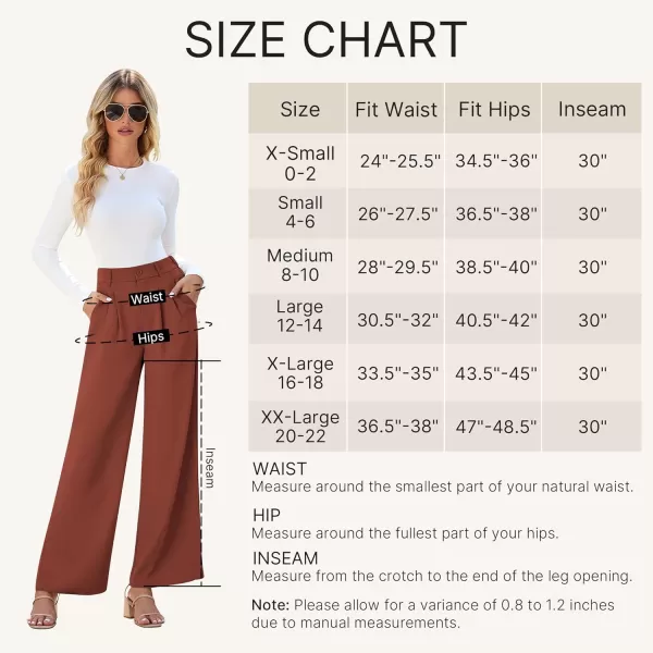 GRAPENT Wide Leg Pants for Women Work Business Casual High Waisted Dressy Pants Flowy Trousers OfficeSequoia Brown