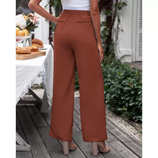 GRAPENT Wide Leg Pants for Women Work Business Casual High Waisted Dressy Pants Flowy Trousers OfficeSequoia Brown