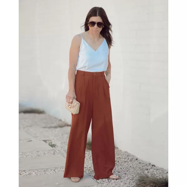 GRAPENT Wide Leg Pants for Women Work Business Casual High Waisted Dressy Pants Flowy Trousers OfficeSequoia Brown
