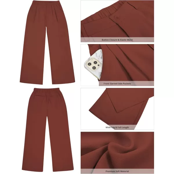 GRAPENT Wide Leg Pants for Women Work Business Casual High Waisted Dressy Pants Flowy Trousers OfficeSequoia Brown