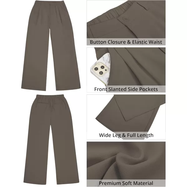 GRAPENT Wide Leg Pants for Women Work Business Casual High Waisted Dressy Pants Flowy Trousers OfficeTaupe Gray