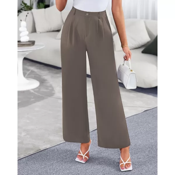 GRAPENT Wide Leg Pants for Women Work Business Casual High Waisted Dressy Pants Flowy Trousers OfficeTaupe Gray