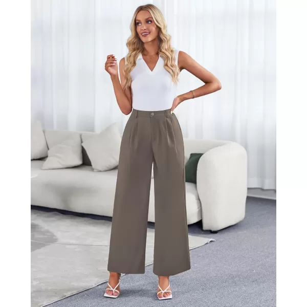 GRAPENT Wide Leg Pants for Women Work Business Casual High Waisted Dressy Pants Flowy Trousers OfficeTaupe Gray
