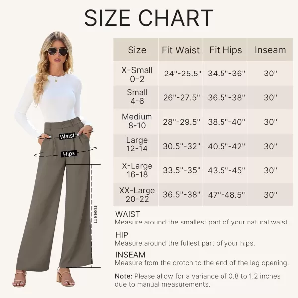 GRAPENT Wide Leg Pants for Women Work Business Casual High Waisted Dressy Pants Flowy Trousers OfficeTaupe Gray