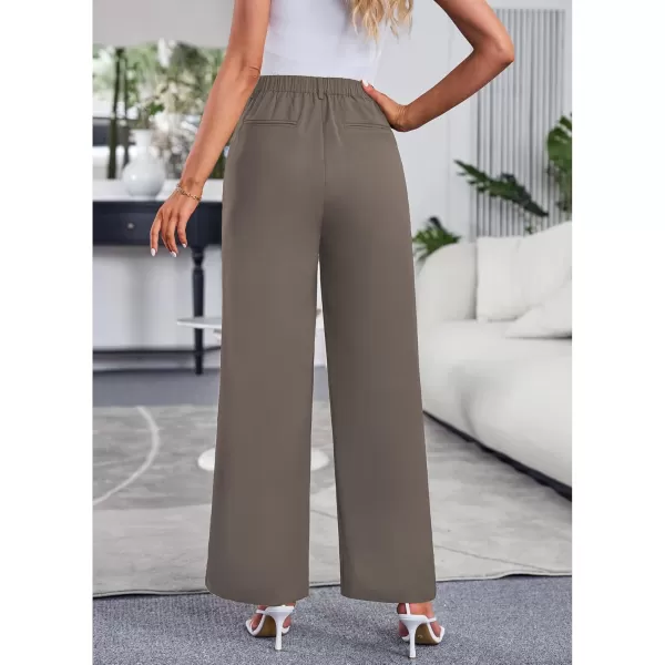 GRAPENT Wide Leg Pants for Women Work Business Casual High Waisted Dressy Pants Flowy Trousers OfficeTaupe Gray