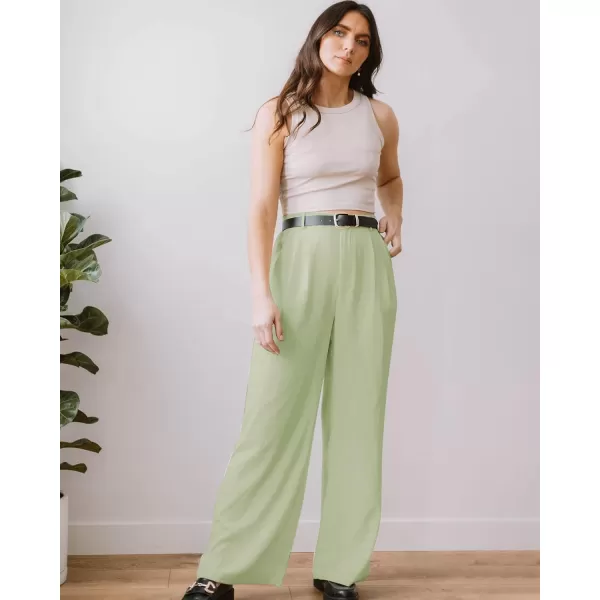 GRAPENT Wide Leg Pants for Women Work Business Casual High Waisted Dressy Pants Flowy Trousers OfficeTender Greens