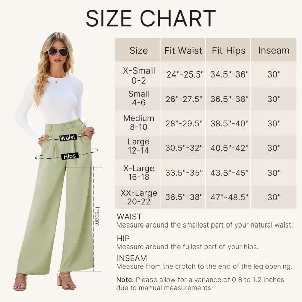 GRAPENT Wide Leg Pants for Women Work Business Casual High Waisted Dressy Pants Flowy Trousers OfficeTender Greens