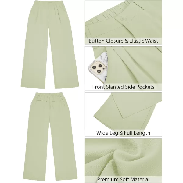 GRAPENT Wide Leg Pants for Women Work Business Casual High Waisted Dressy Pants Flowy Trousers OfficeTender Greens