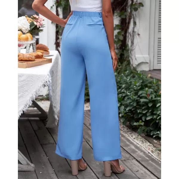 GRAPENT Wide Leg Pants for Women Work Business Casual High Waisted Dressy Pants Flowy Trousers OfficeTranquil Blue