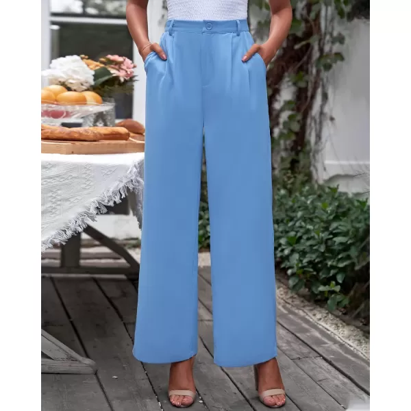 GRAPENT Wide Leg Pants for Women Work Business Casual High Waisted Dressy Pants Flowy Trousers OfficeTranquil Blue