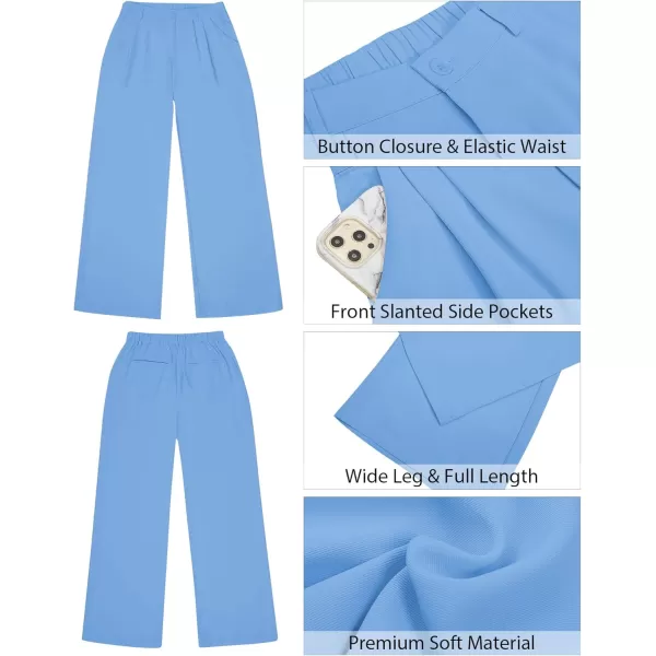 GRAPENT Wide Leg Pants for Women Work Business Casual High Waisted Dressy Pants Flowy Trousers OfficeTranquil Blue