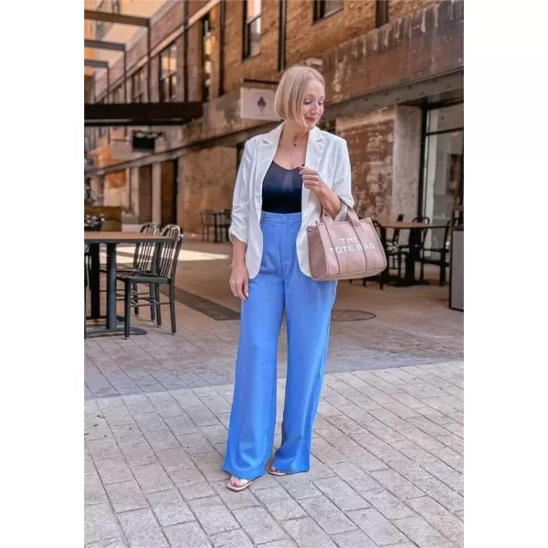GRAPENT Wide Leg Pants for Women Work Business Casual High Waisted Dressy Pants Flowy Trousers OfficeTranquil Blue