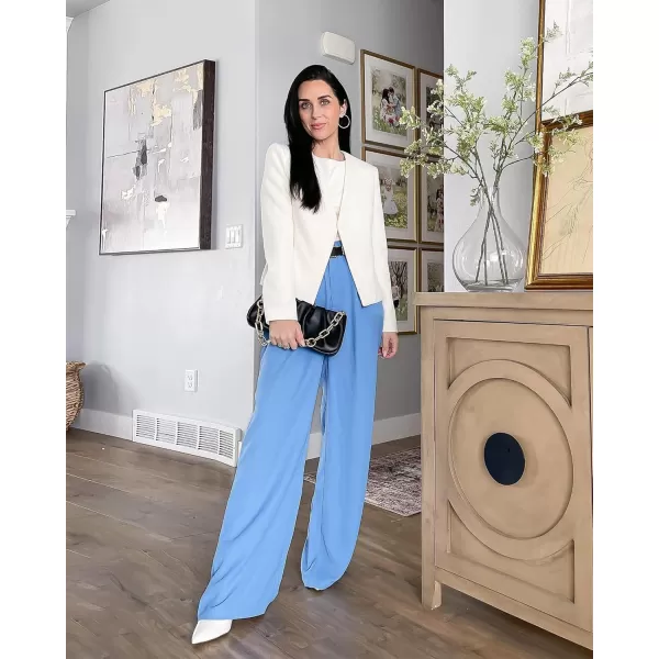 GRAPENT Wide Leg Pants for Women Work Business Casual High Waisted Dressy Pants Flowy Trousers OfficeTranquil Blue