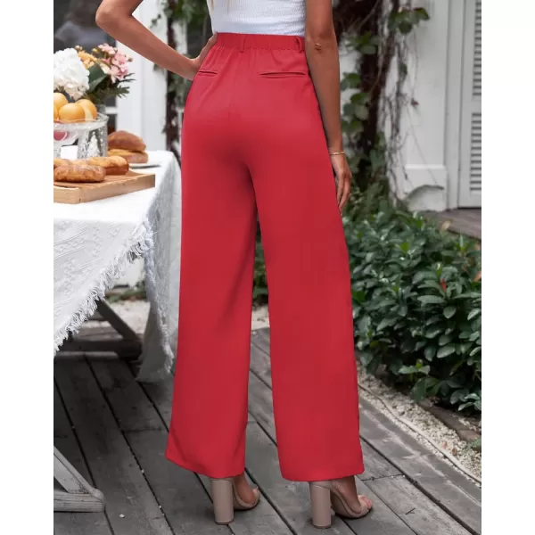 GRAPENT Wide Leg Pants for Women Work Business Casual High Waisted Dressy Pants Flowy Trousers OfficeTrue Red