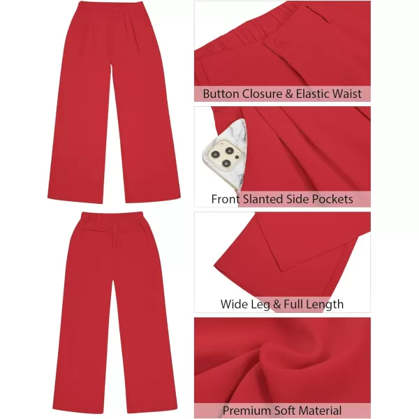 GRAPENT Wide Leg Pants for Women Work Business Casual High Waisted Dressy Pants Flowy Trousers OfficeTrue Red